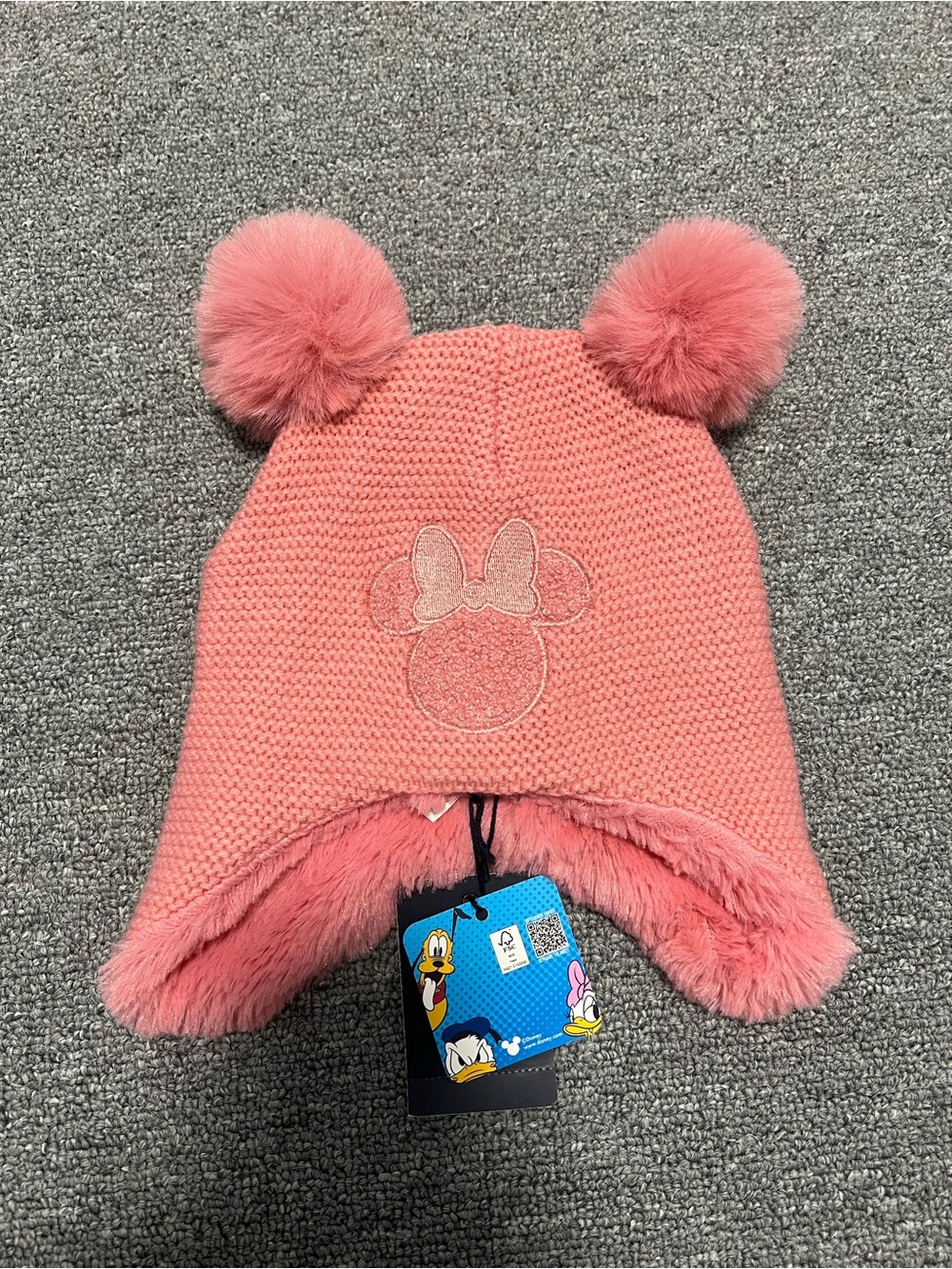Pink Minnie Mouse Pom-Pom Knit Hat for Kids 4-6T